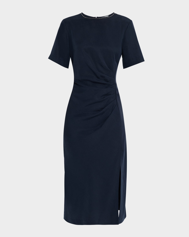 Ruched Punto Luce Viscose Midi Dress 1