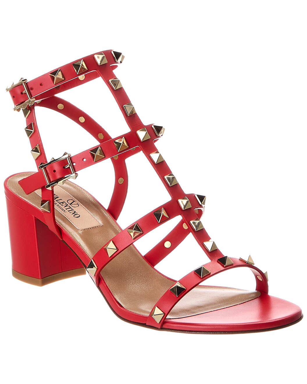 Valentino Rockstud Caged 60 Leather Ankle Strap Sandal - 1