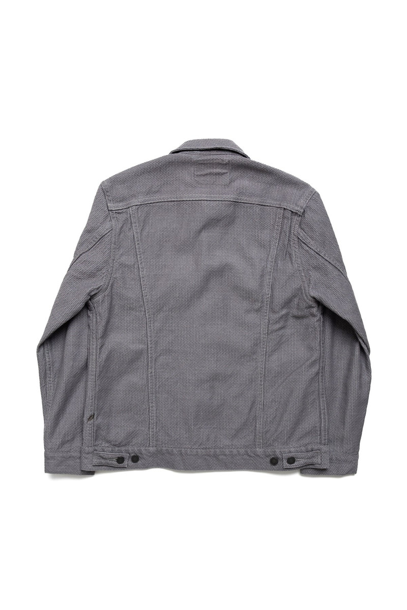 Pure Blue Japan Sashiko Type 3 Jacket - Heather Grey x Black outlook