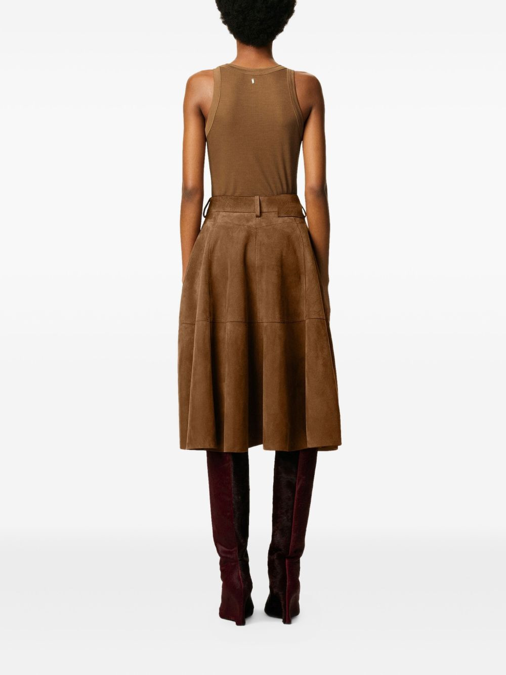 suede A-line midi skirt - 4