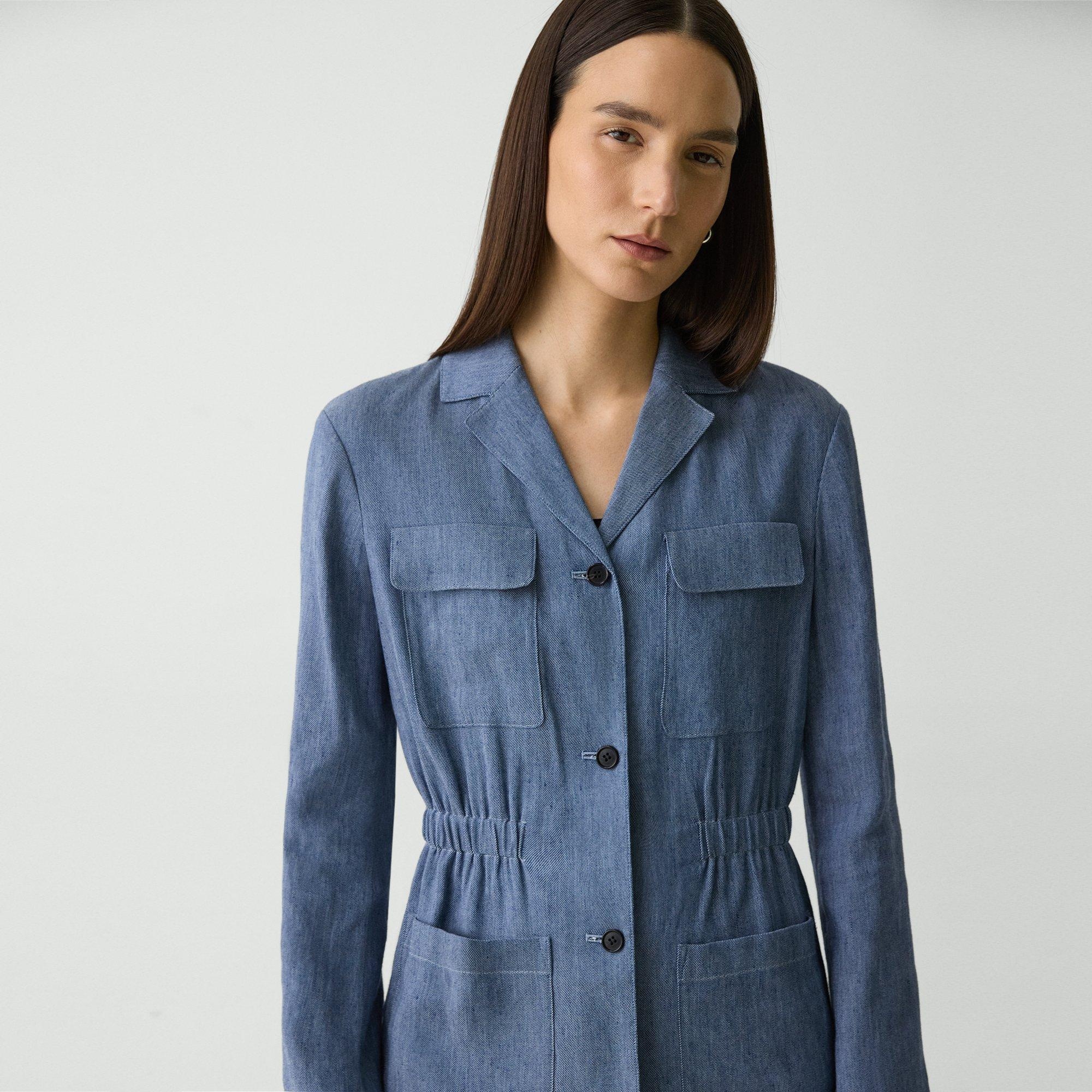 Cinched Jacket in Fluid Linen - 5