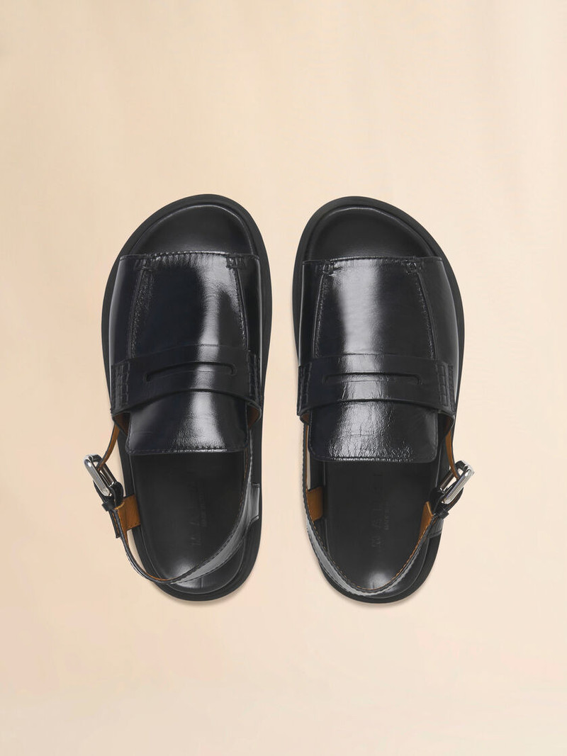 BLACK LEATHER LOAFER SANDAL 4