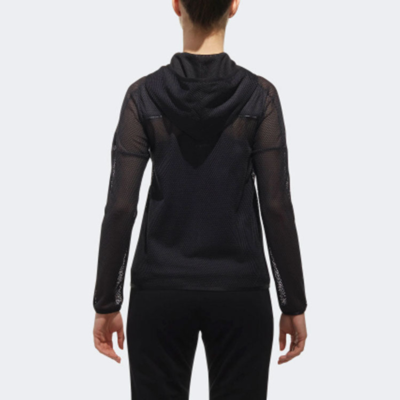 (WMNS) adidas Sports Hollow Out Mesh hooded Jacket Black CV5489 5