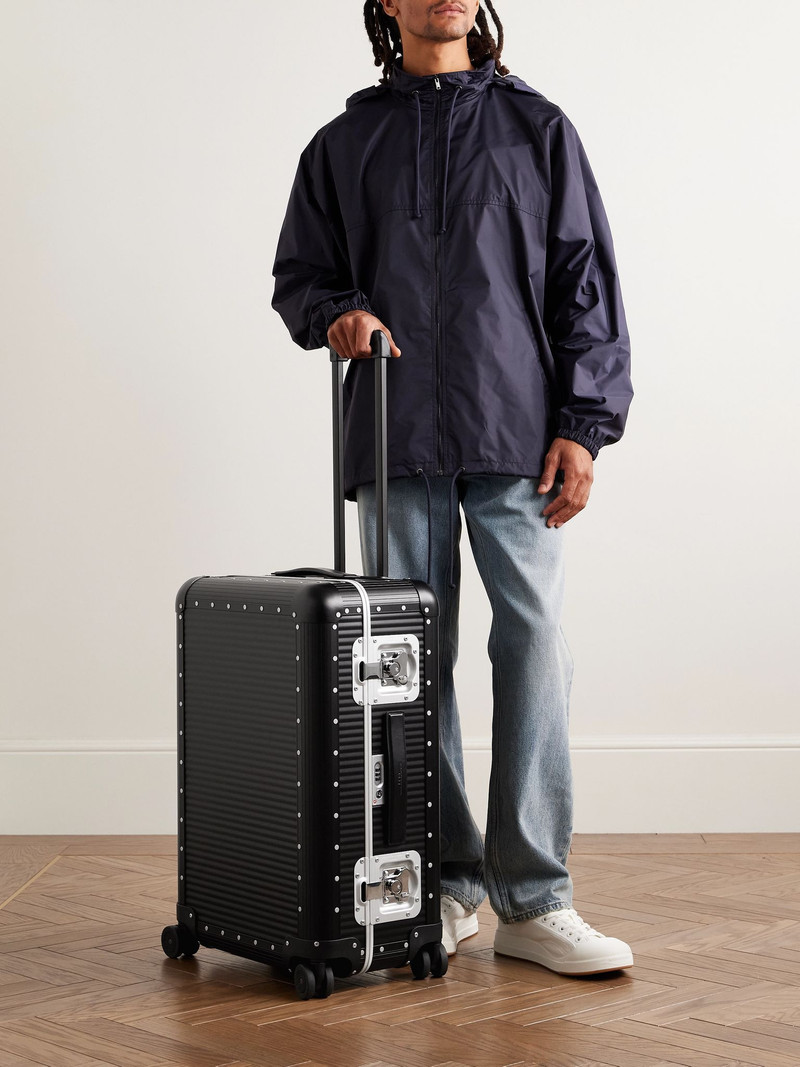 FPM Milano Bank Spinner 68cm Leather-Trimmed Aluminium Suitcase Black outlook