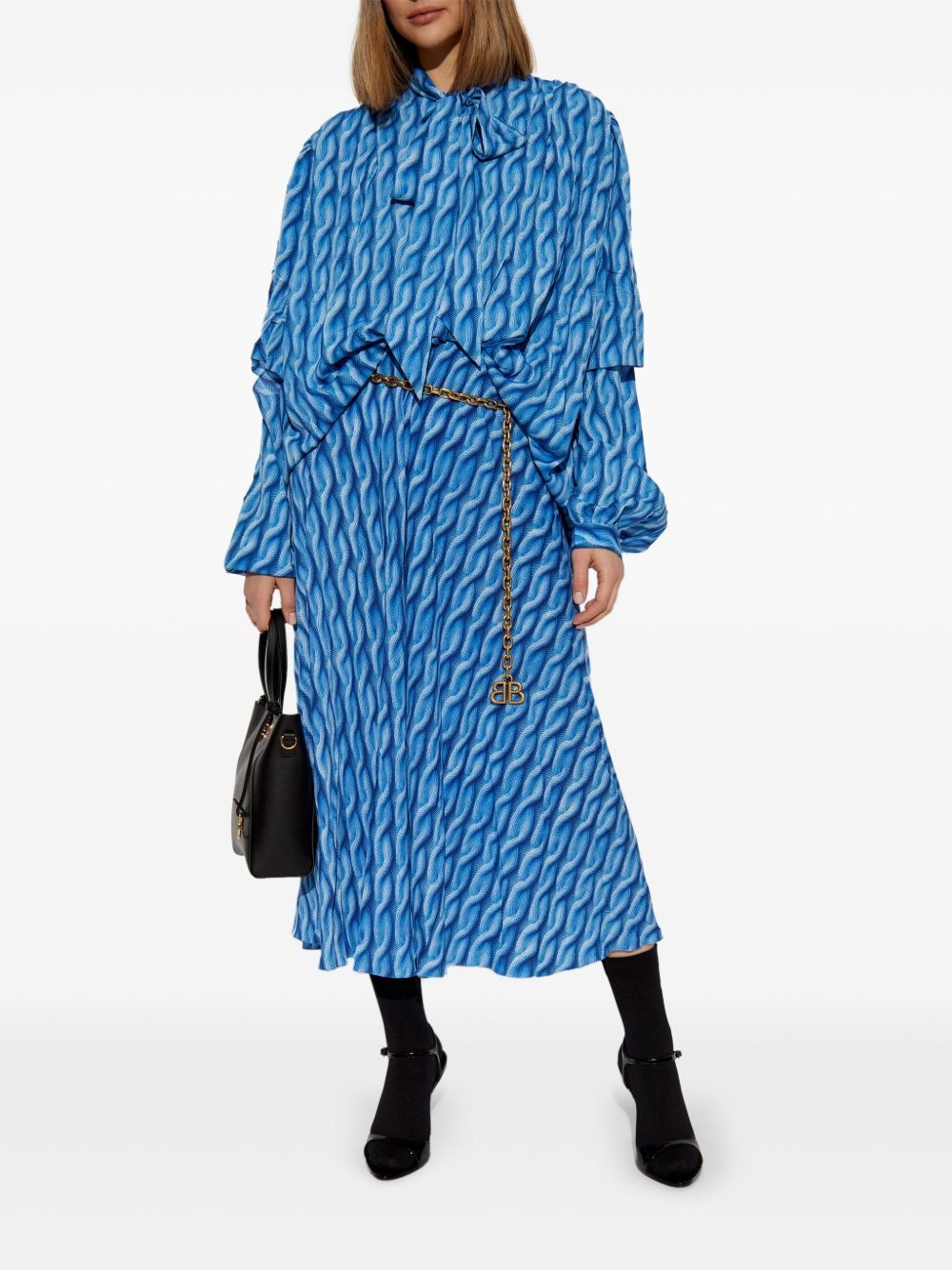 cable-knit-print midi dress - 2