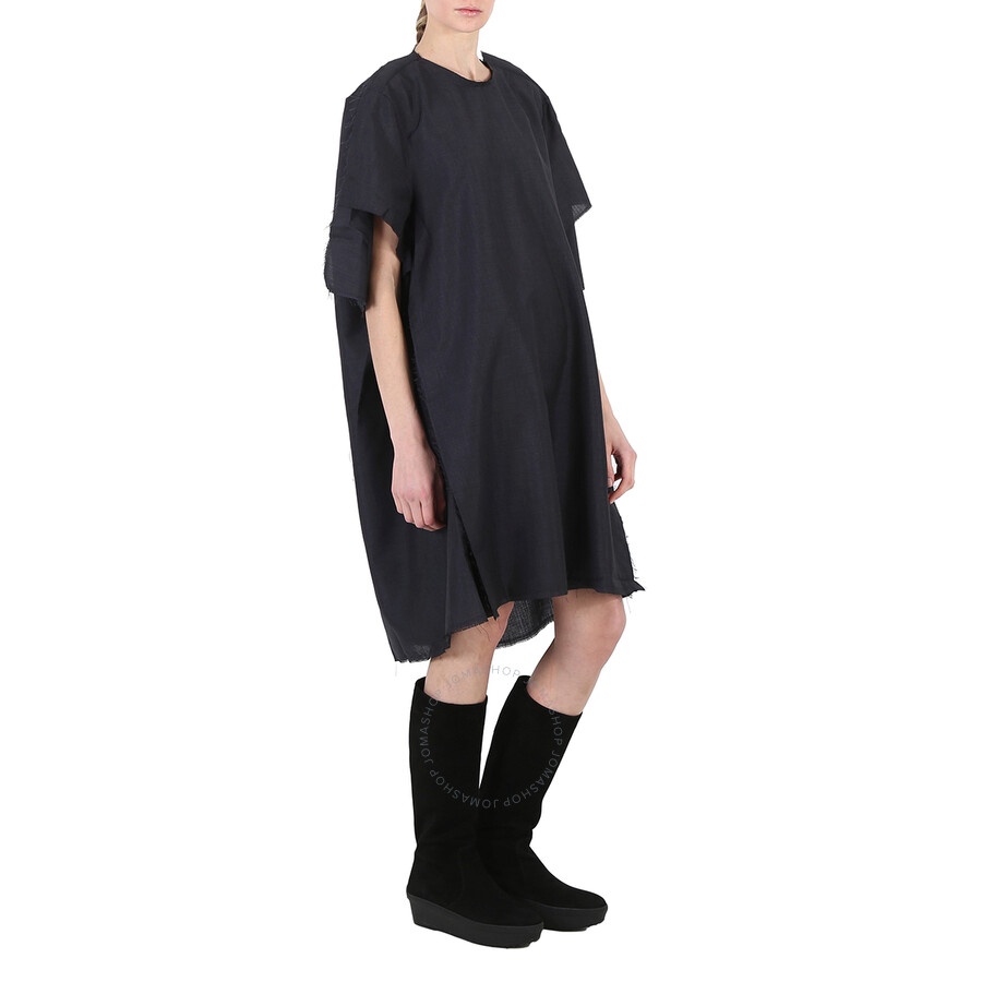 Maison Margiela Anthracite Mohair Wool Raw-Cut Oversize Dress - 5
