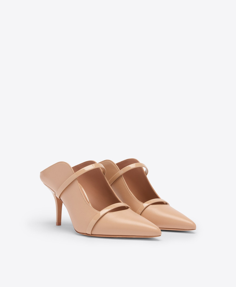 MALONE SOULIERS Maureen 70 Buff Leather Heeled Mules outlook