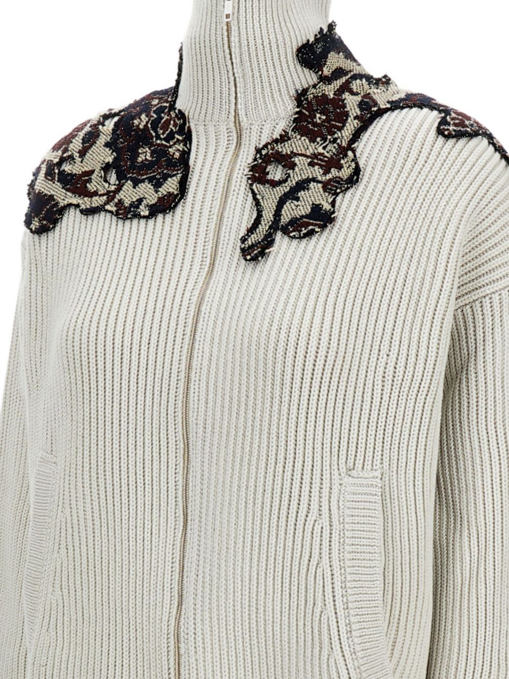 appliqué-detail zip-up cardigan - 3
