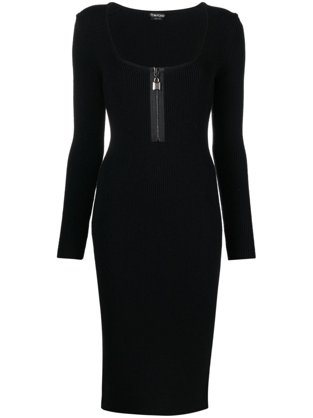 front-zip knitted dress - 1