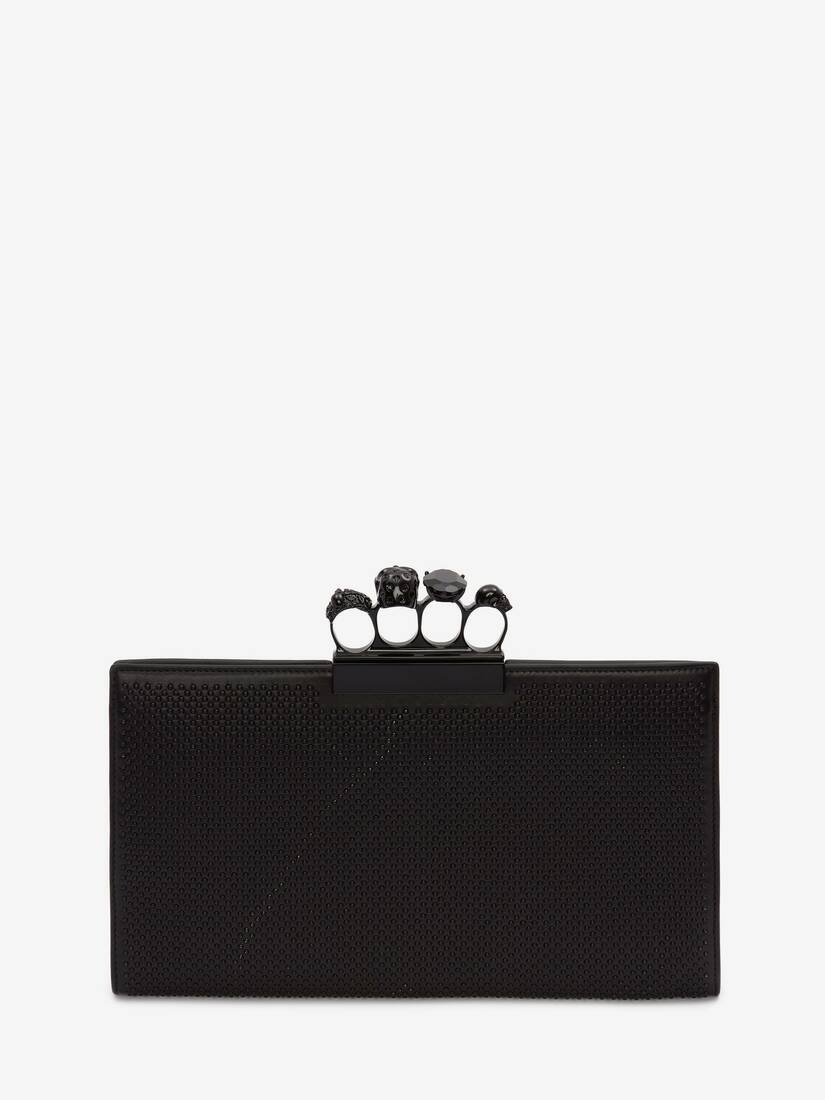 Skull Four-ring Flat Pouch in Black - 3