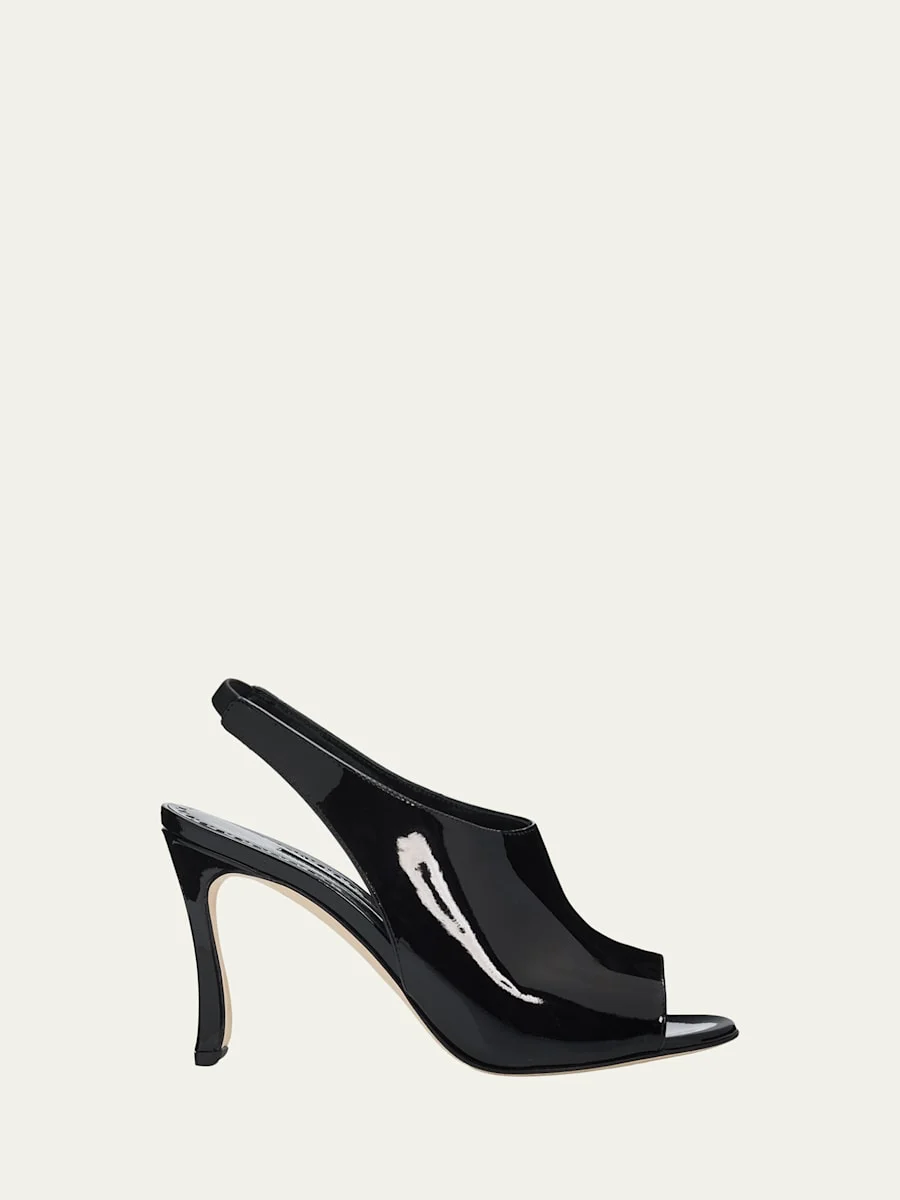 90mm Minufle Patent Leather Slingback Sandals - 1