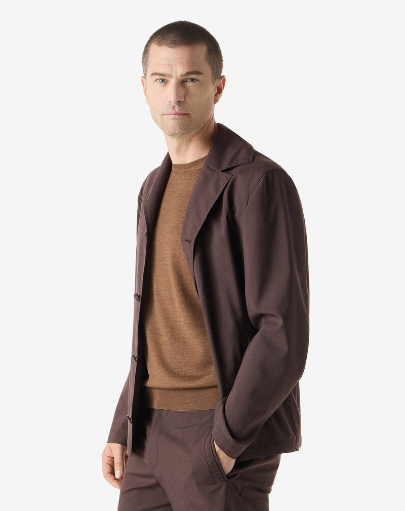 CORNELIANI Brown overshirt made from super light wool and silk poplin outlook