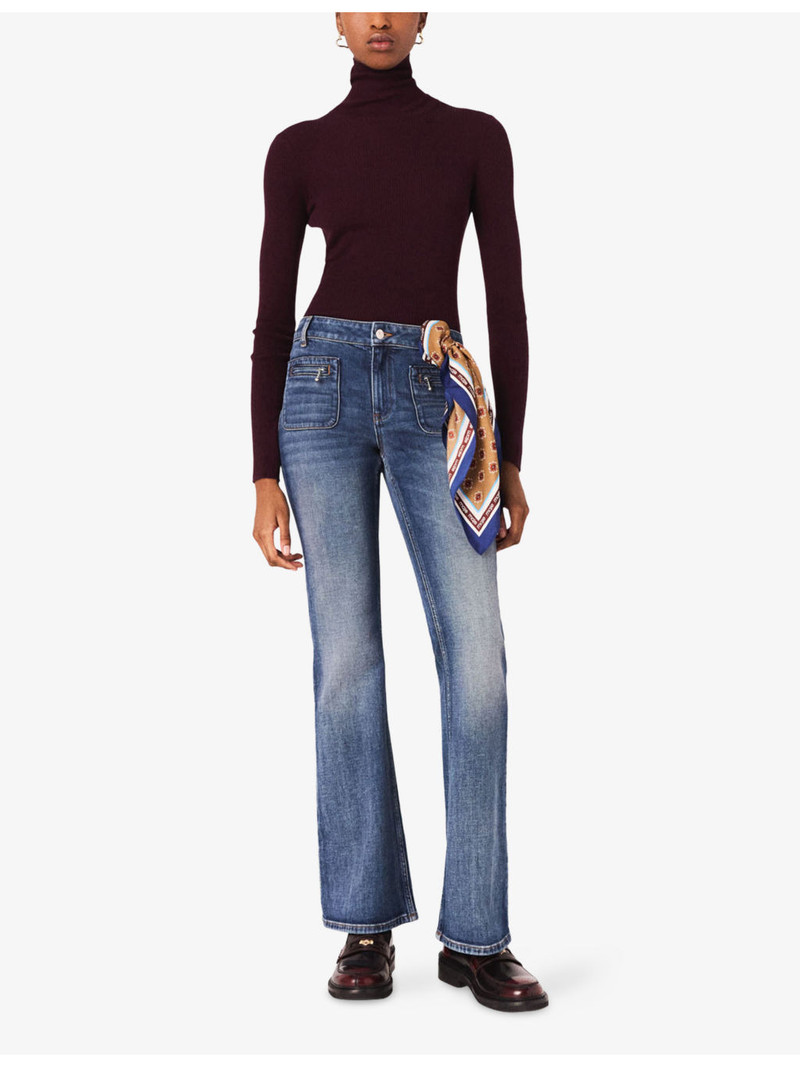 maje Faded Boot-Cut Mid-Rise Stretch-Denim Jeans outlook