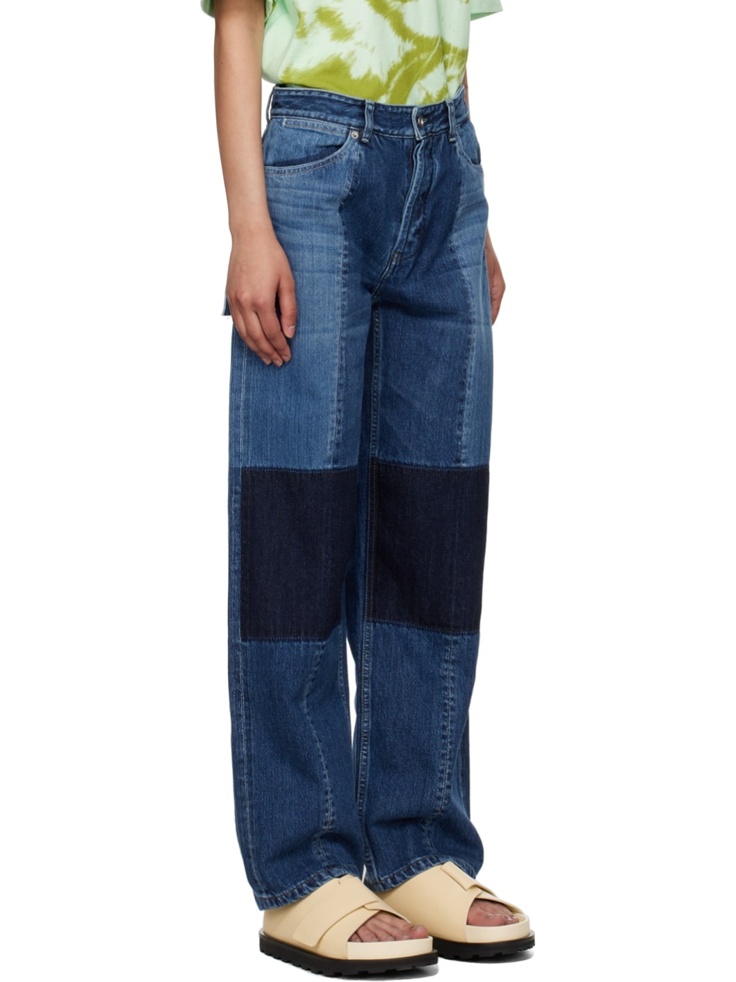 Blue Paneled Jeans - 2