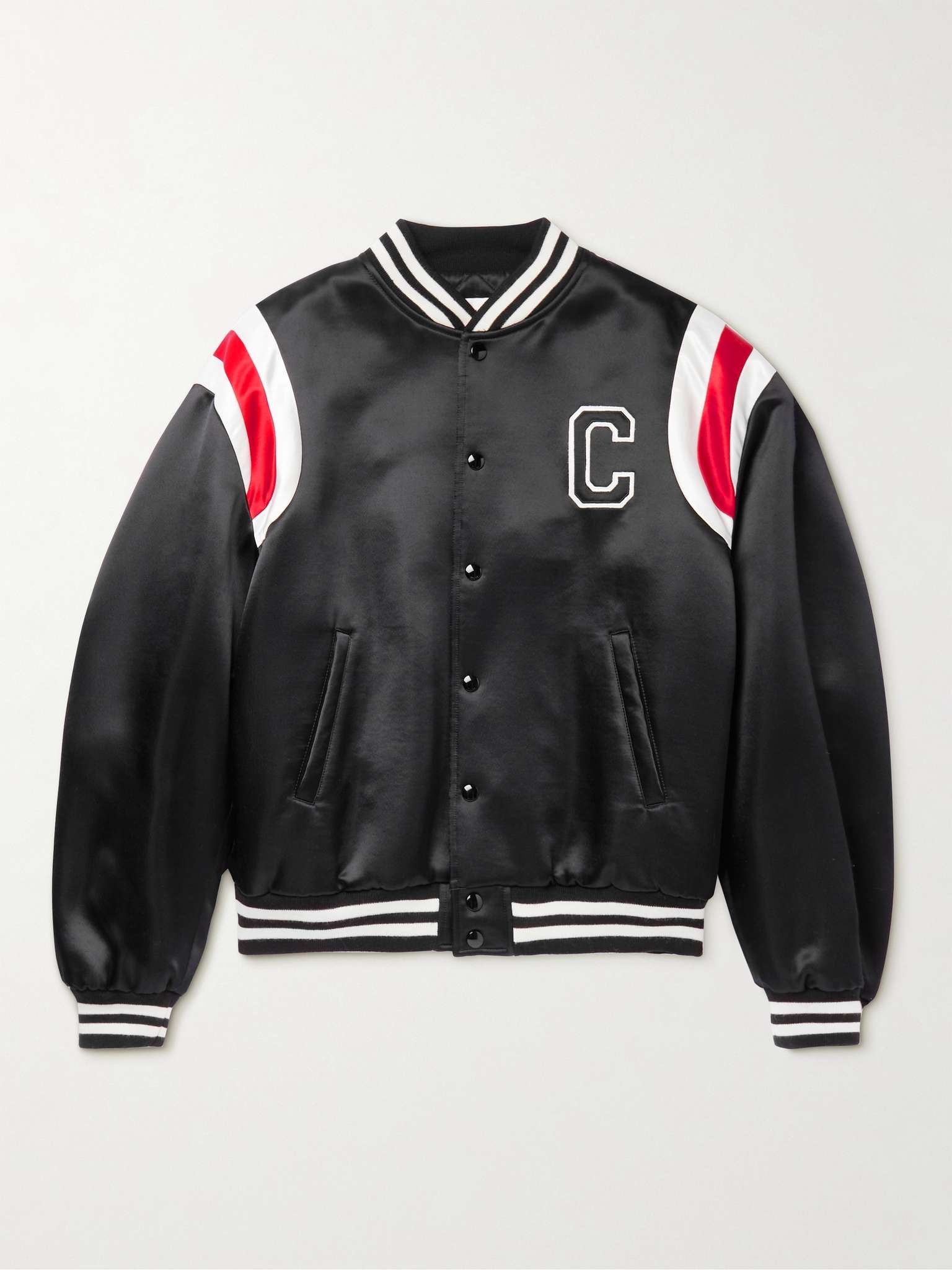 CELINE Teddy Logo-Appliquéd Satin Varsity Jacket | mrporter