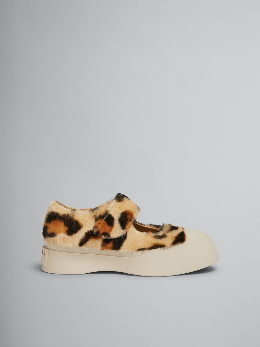 YELLOW ANIMALIER PRINT SHEARLING MARY JANE SNEAKER - 1