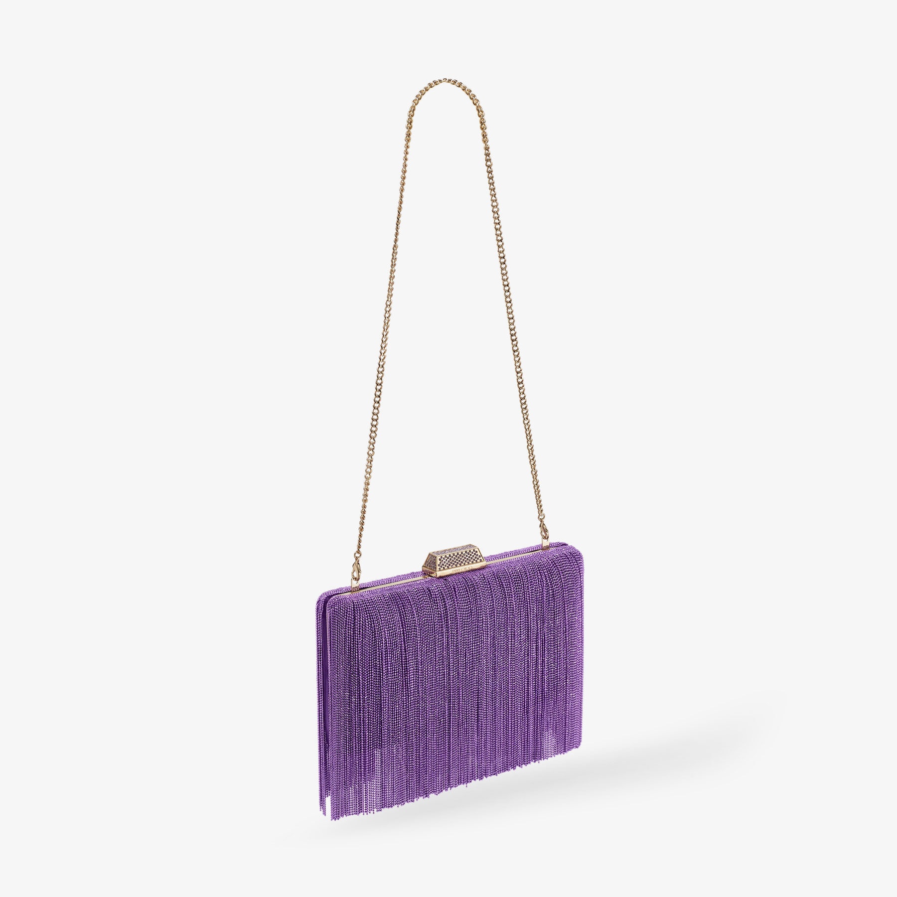 Clemmie
Cassis Satin Clutch Bag with Chain Fringe - 4