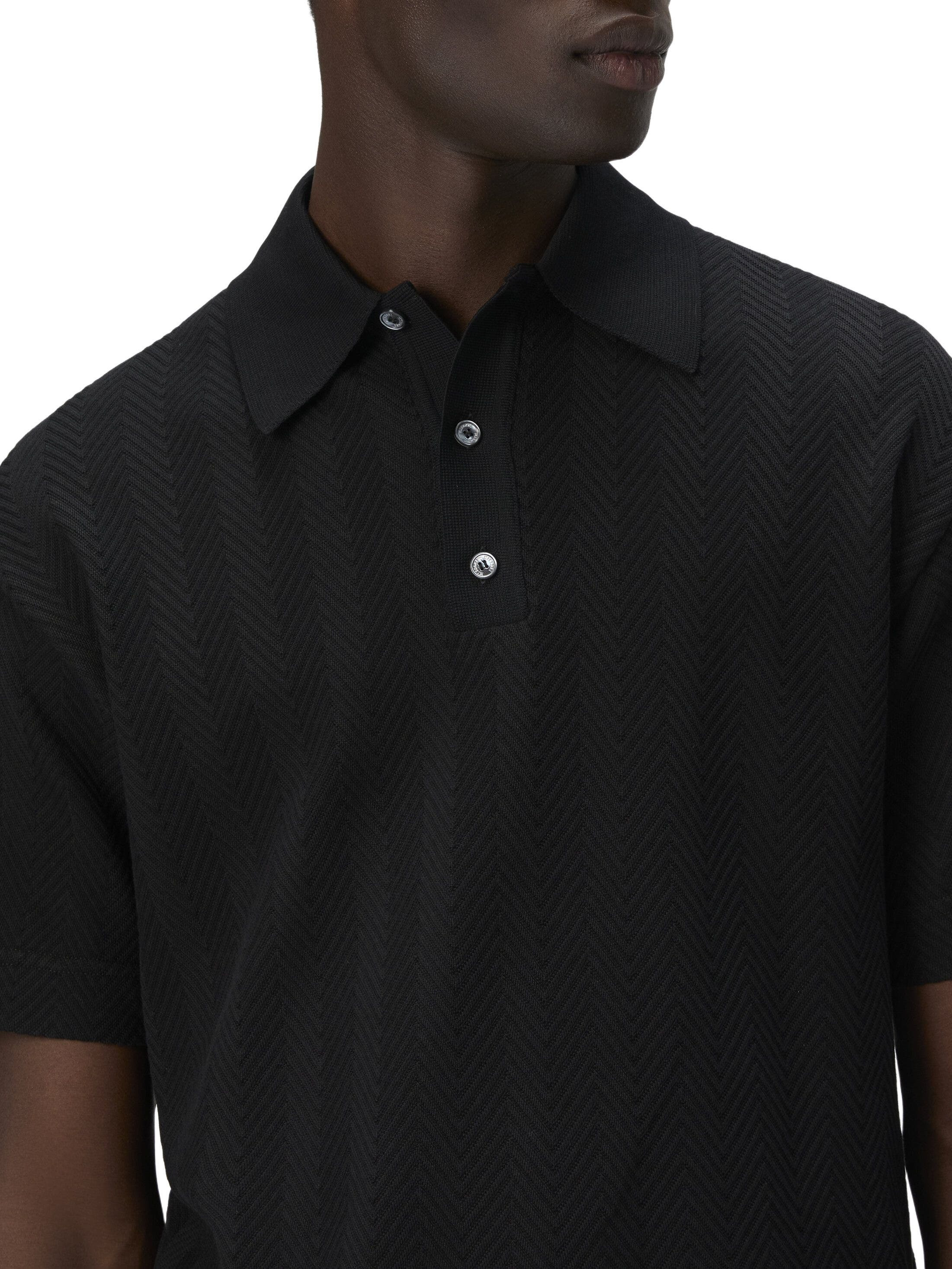 Missoni Cotton And Viscose Polo Shirt With Tone-on-tone Zigzag in Black at Nordstrom - 4