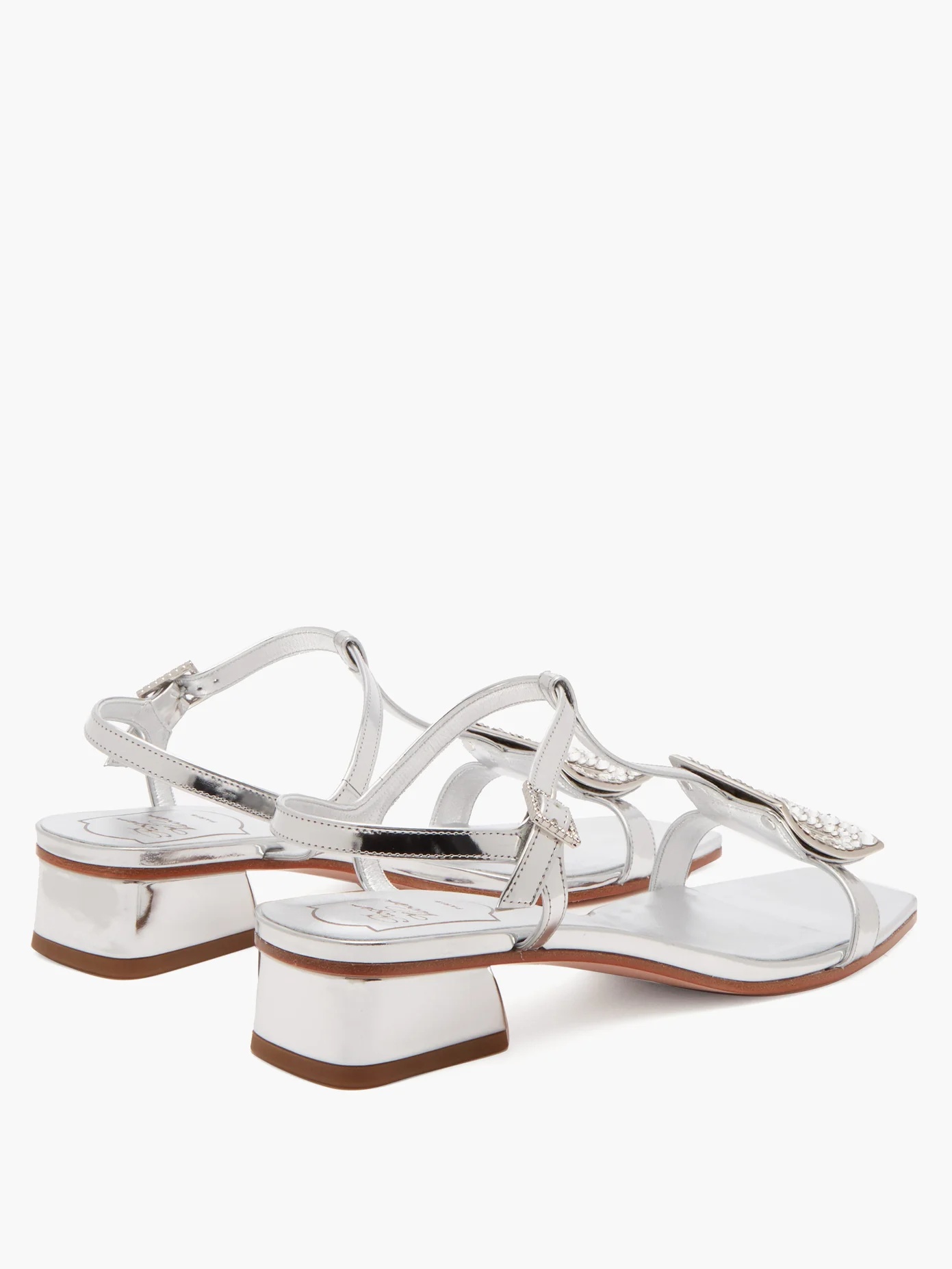 Vicky Viv crystal-buckle metallic-leather sandals - 5