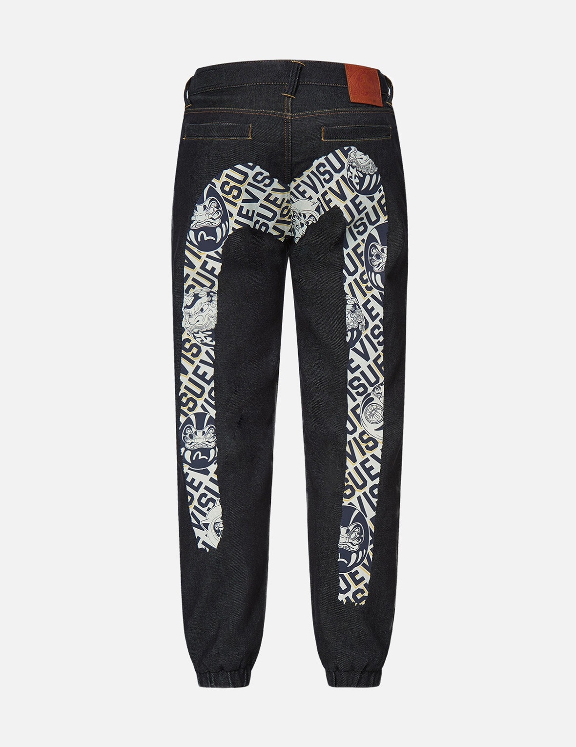 DARUMA BUDDIES DAICOCK PRINT DENIM JOGGER PANTS - 2