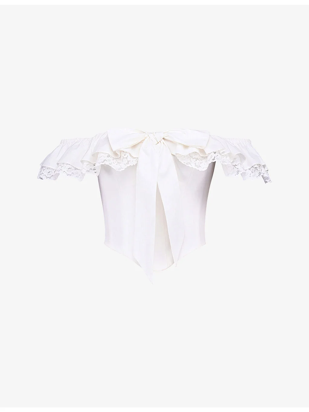 Aria Bow-Embellished Stretch-Cotton Corset Top - 1