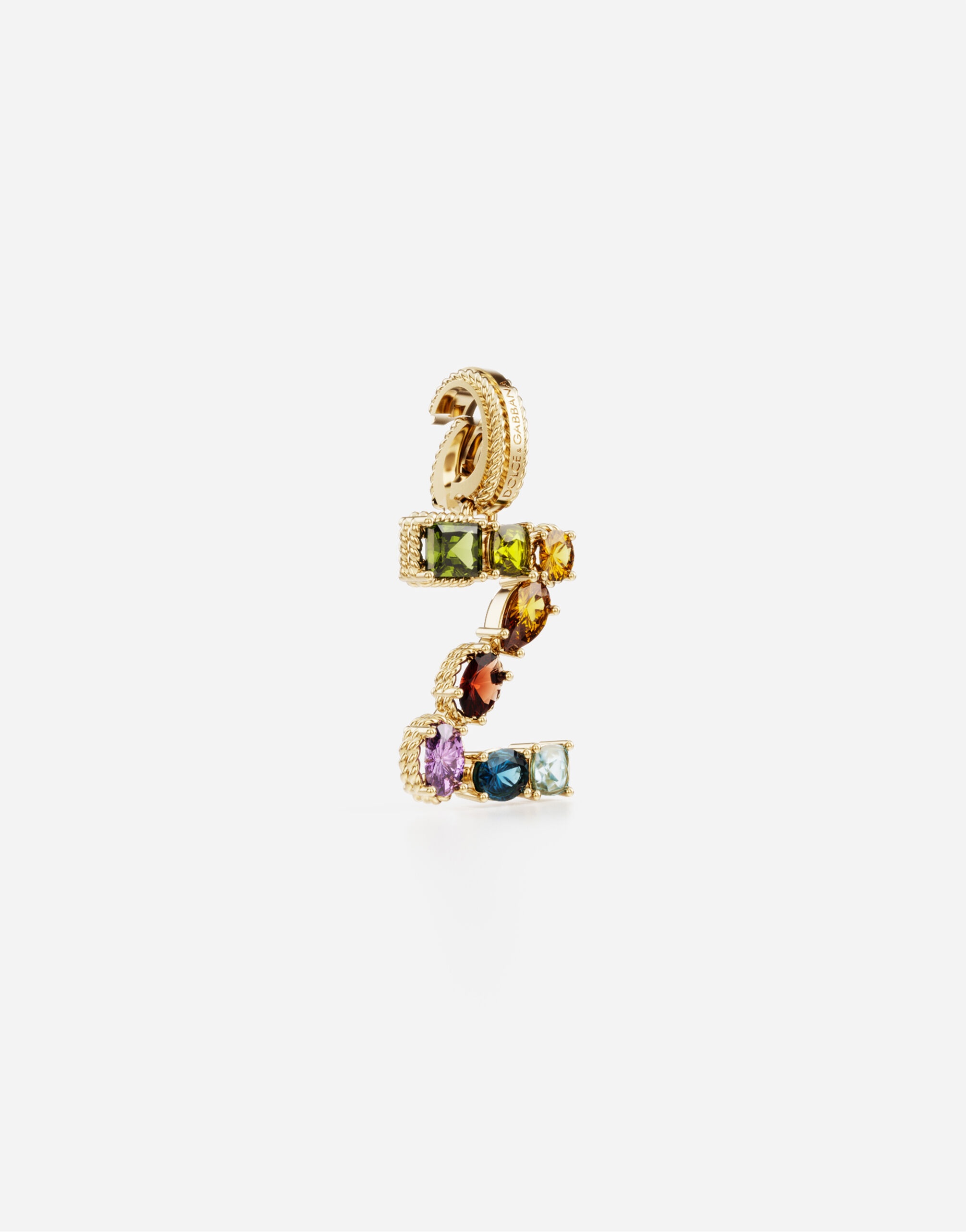 Rainbow alphabet Z 18 kt yellow gold charm with multicolor fine gems - 2