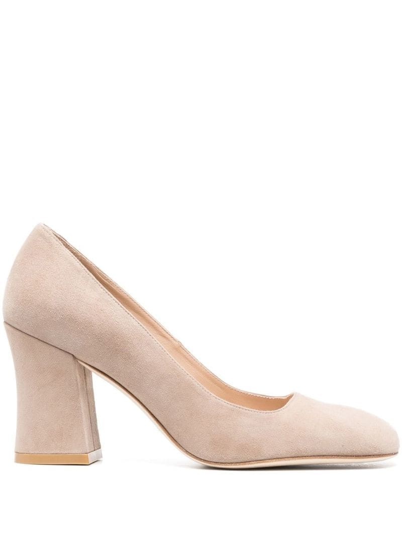 square-toe 75mm suede pumps - 1