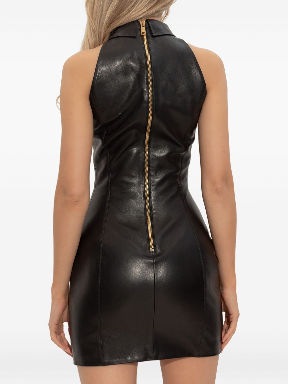 leather buttoned mini dress - 4