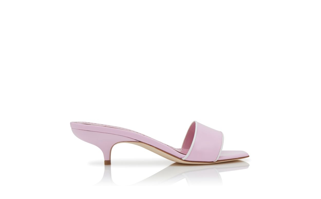 Light Purple Patent Leather Open Toe Mules - 1