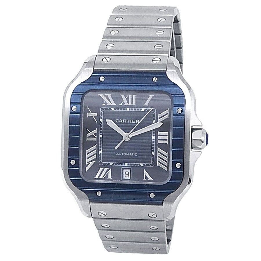 Cartier Santos Large Model Blue Striated Dial Automatic Men's Watch WSSA0048 - 1