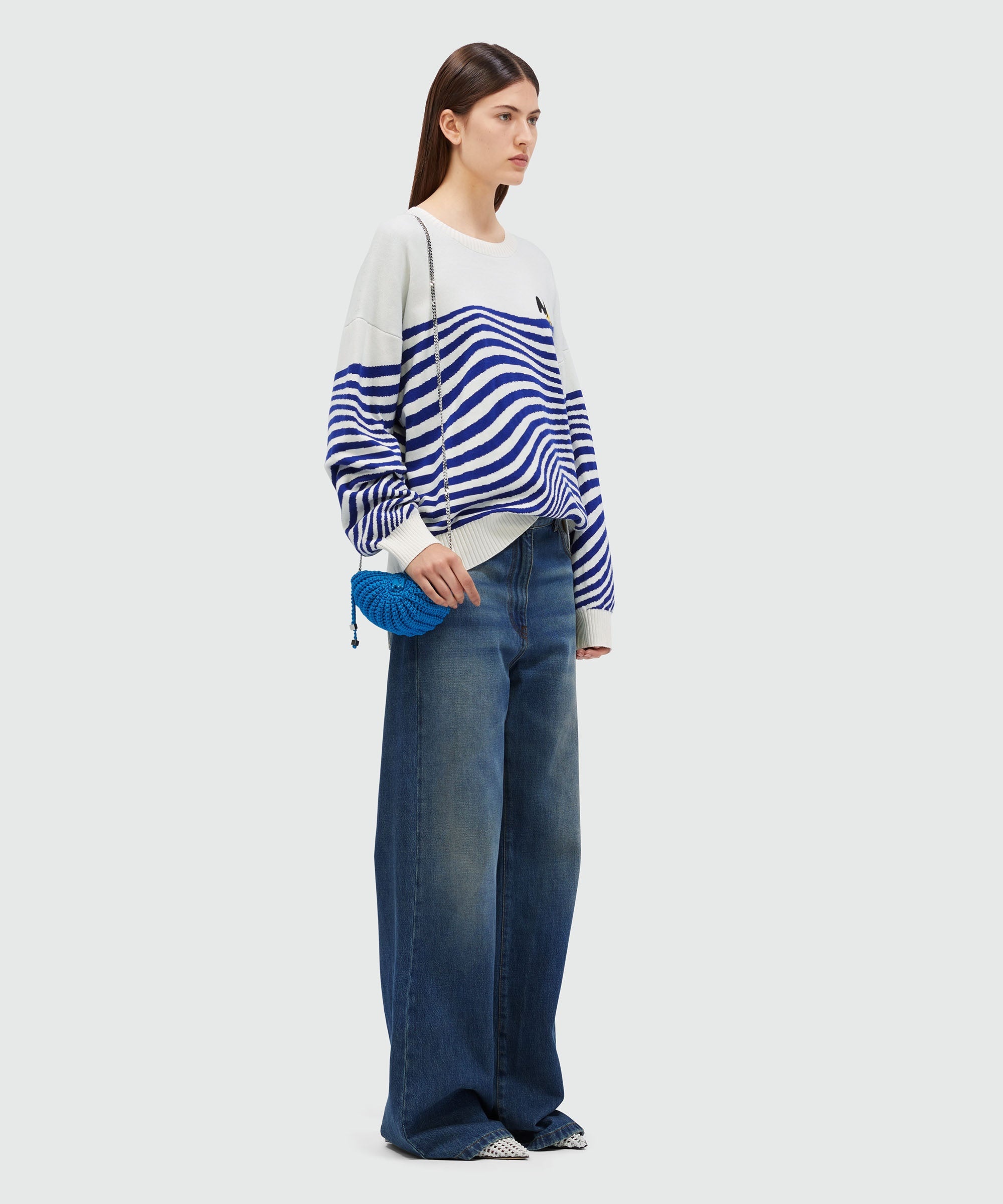 Wave patterned cotton sweater - 4