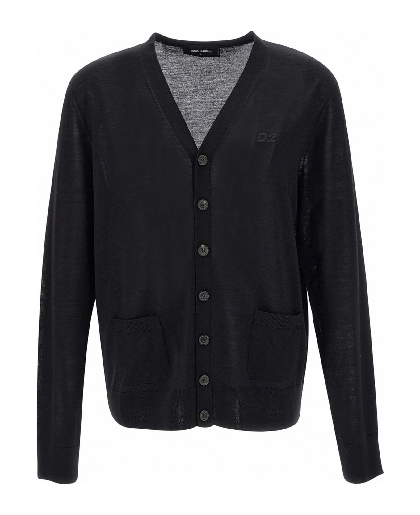 Crew-neck Wool Tricot Cardigan - 1