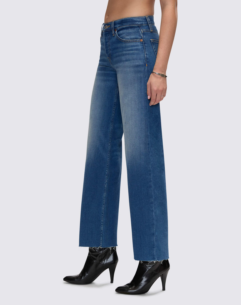 Comfort Stretch Mid Rise Wide Leg Crop - Viper Blue 5