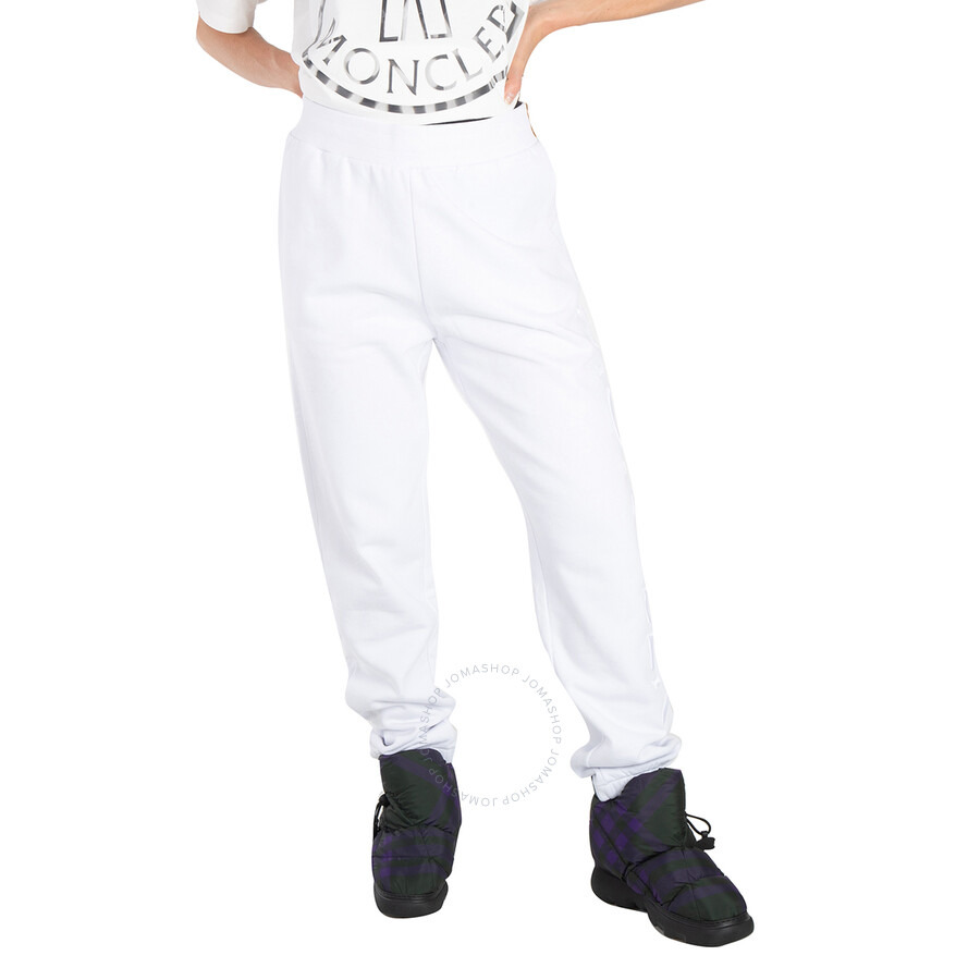 Moncler White Logo Embroidered Cotton Sweatpants - 3