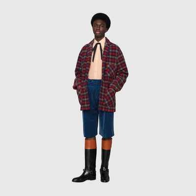 GUCCI Check wool jacket with Gucci label outlook