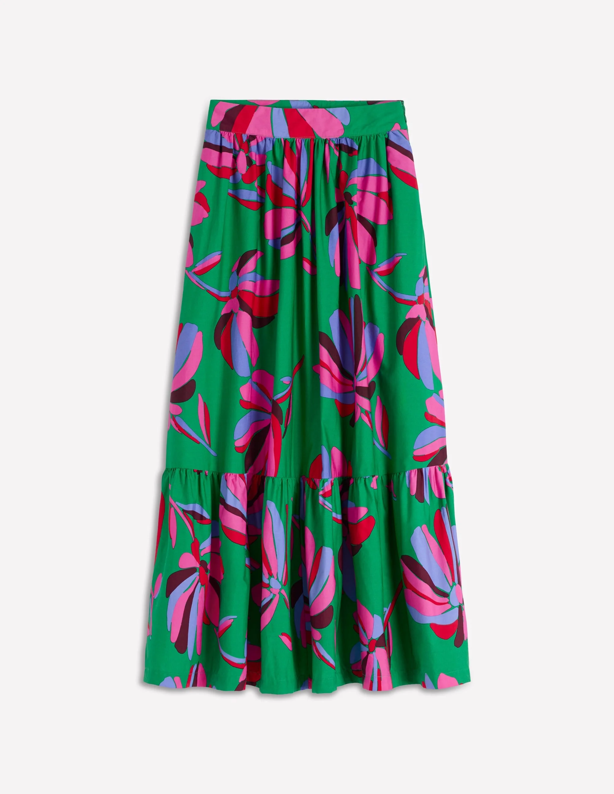Abigail Poplin Maxi Skirt-Green, Daisy Cascade - 1