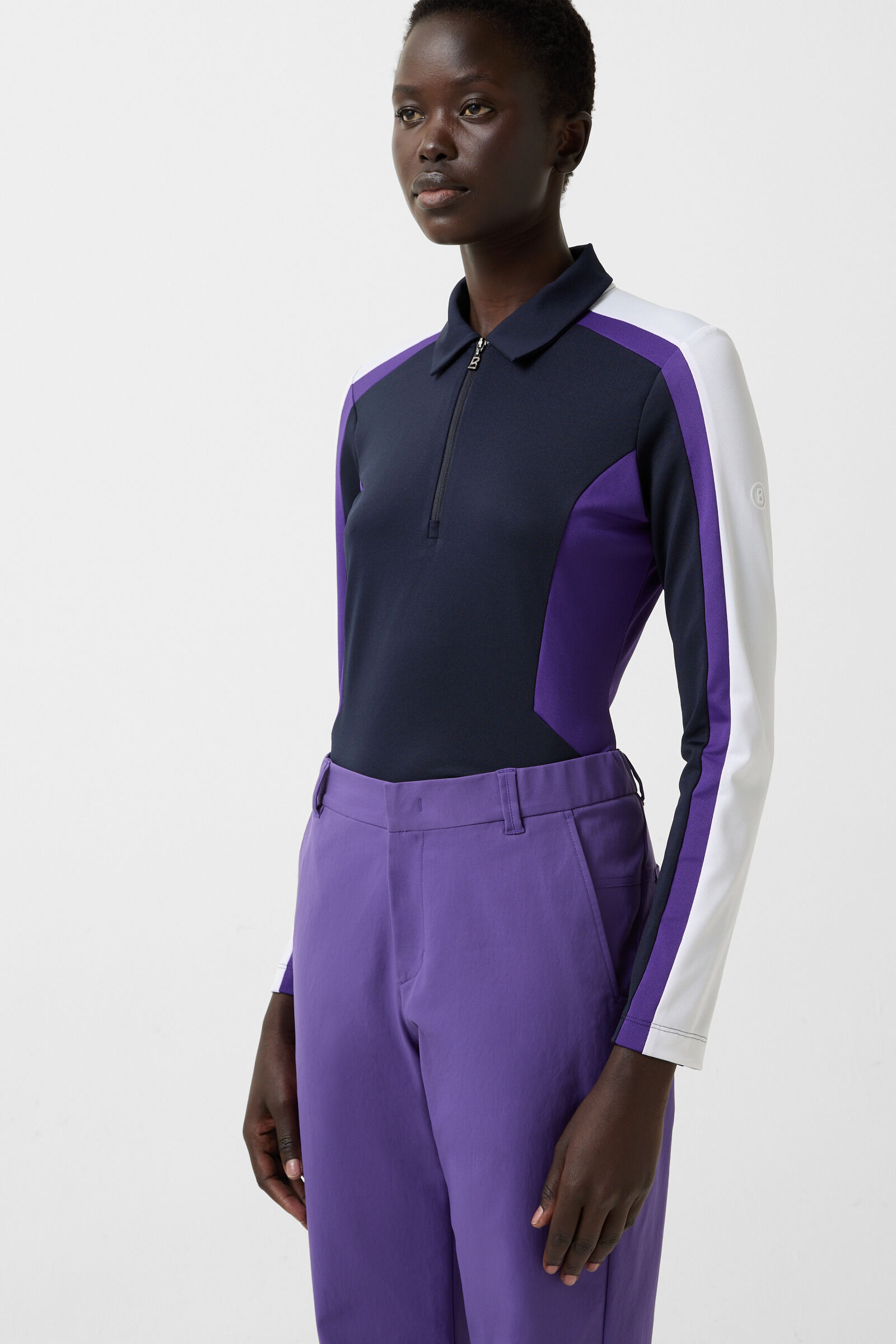 Greta functional long-sleeved top in Navy blue/purple - 4