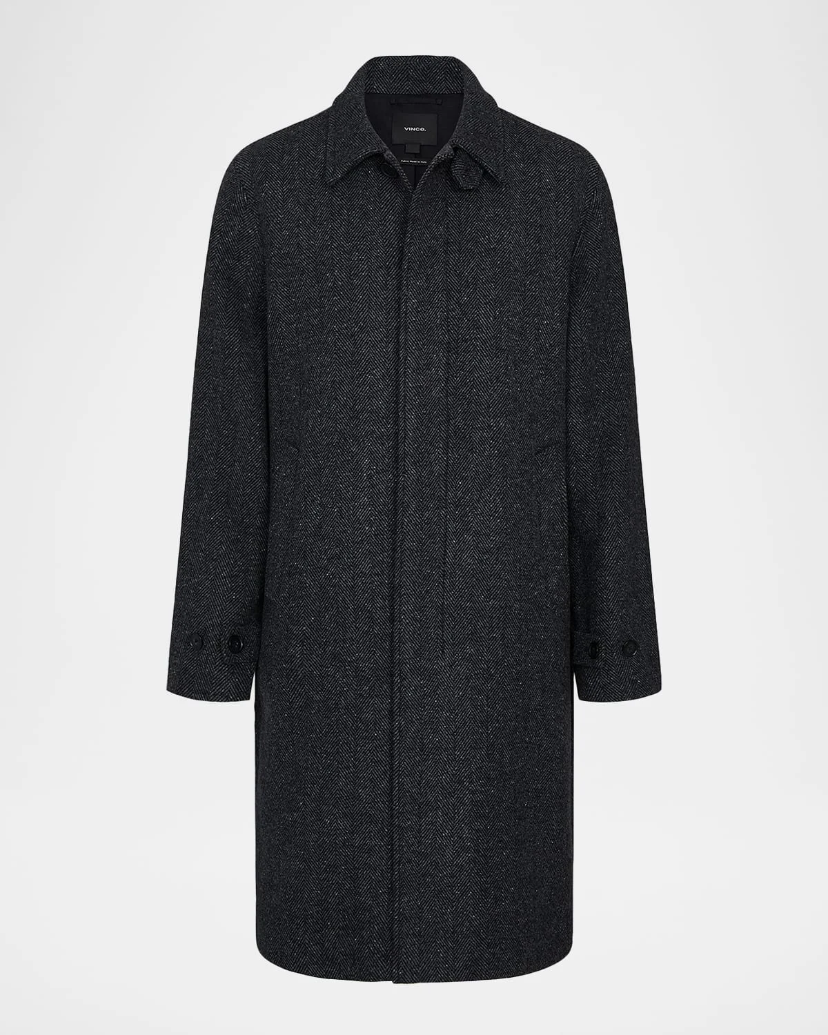 Men's Herringbone Balmacaan Coat - 1