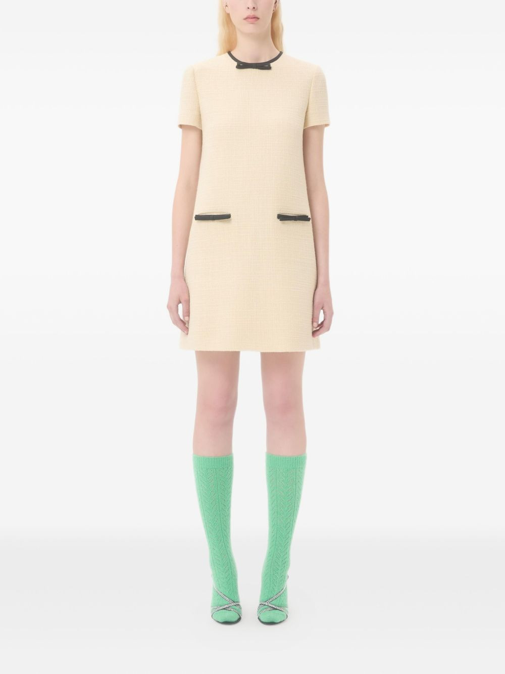 bow-embellished tweed dress - 2