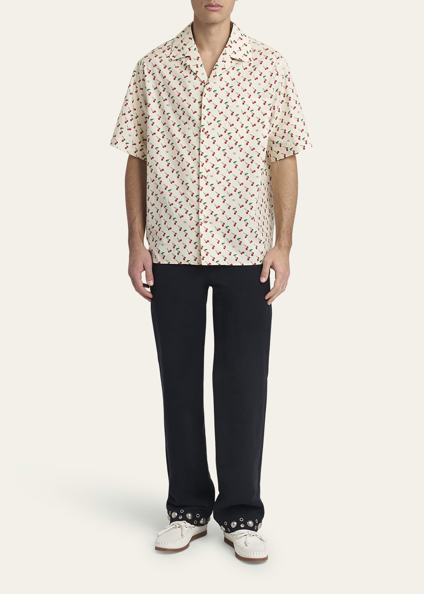 Men's Cotton Cherry VLogo Bowling Shirt - 2