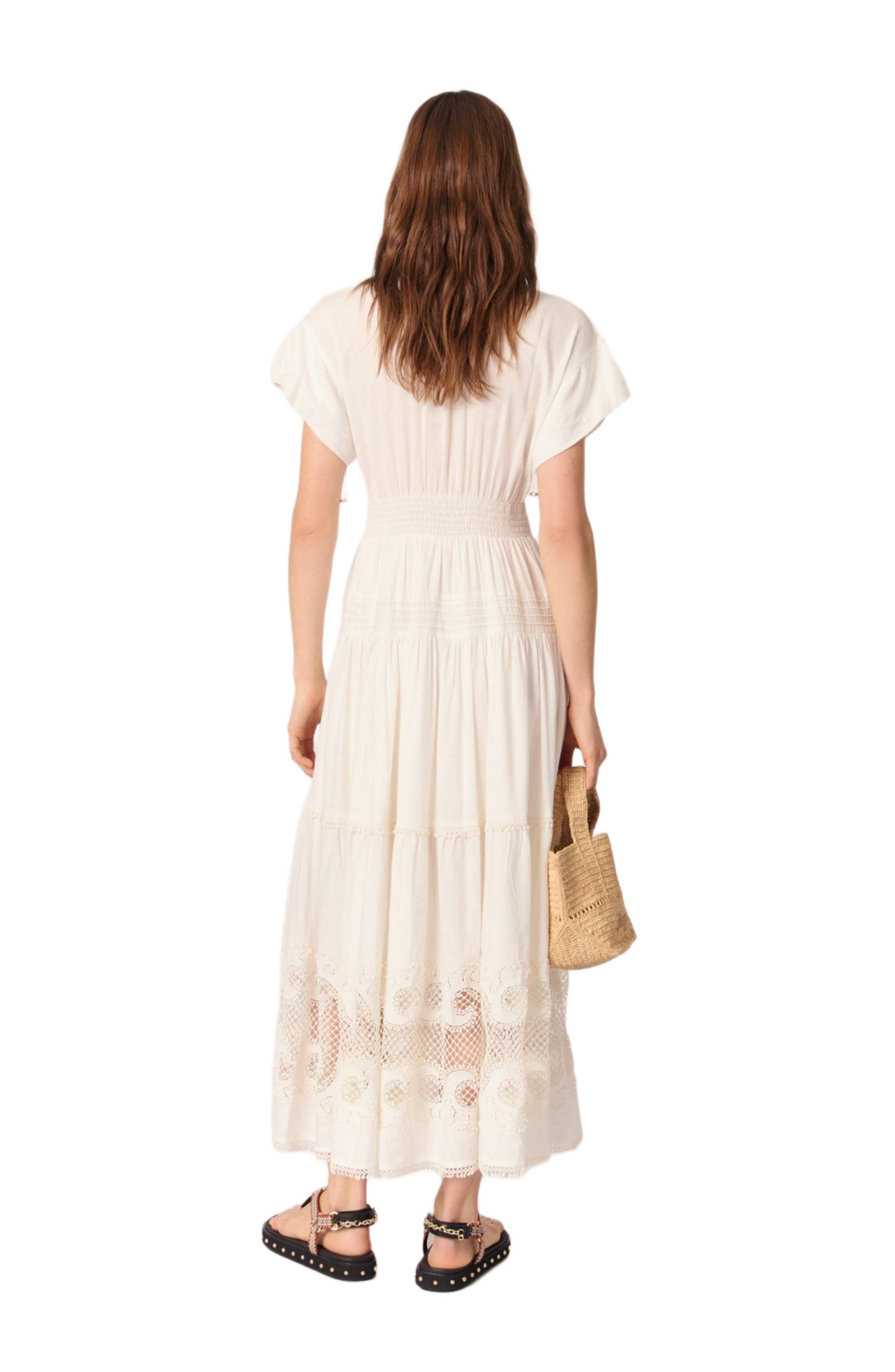 maje Embroidered ruffled maxi dress in Ecru at Nordstrom - 2
