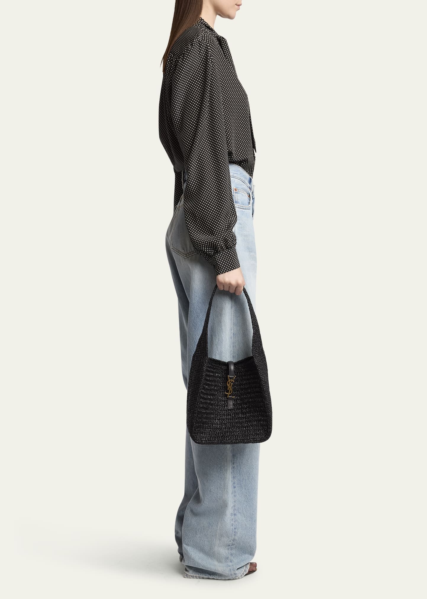 Le 5 A 7 Small YSL Hobo Bag in Raffia - 5