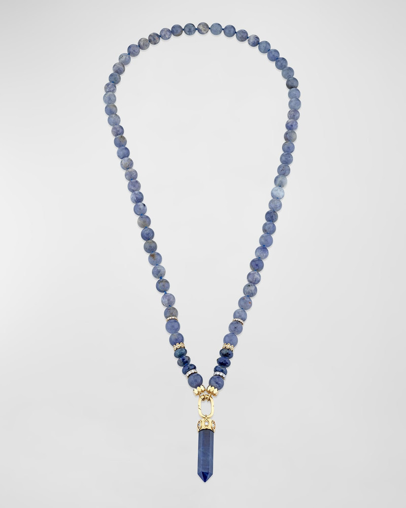 Sapphire Crystal and Diamond Bead Necklace 1