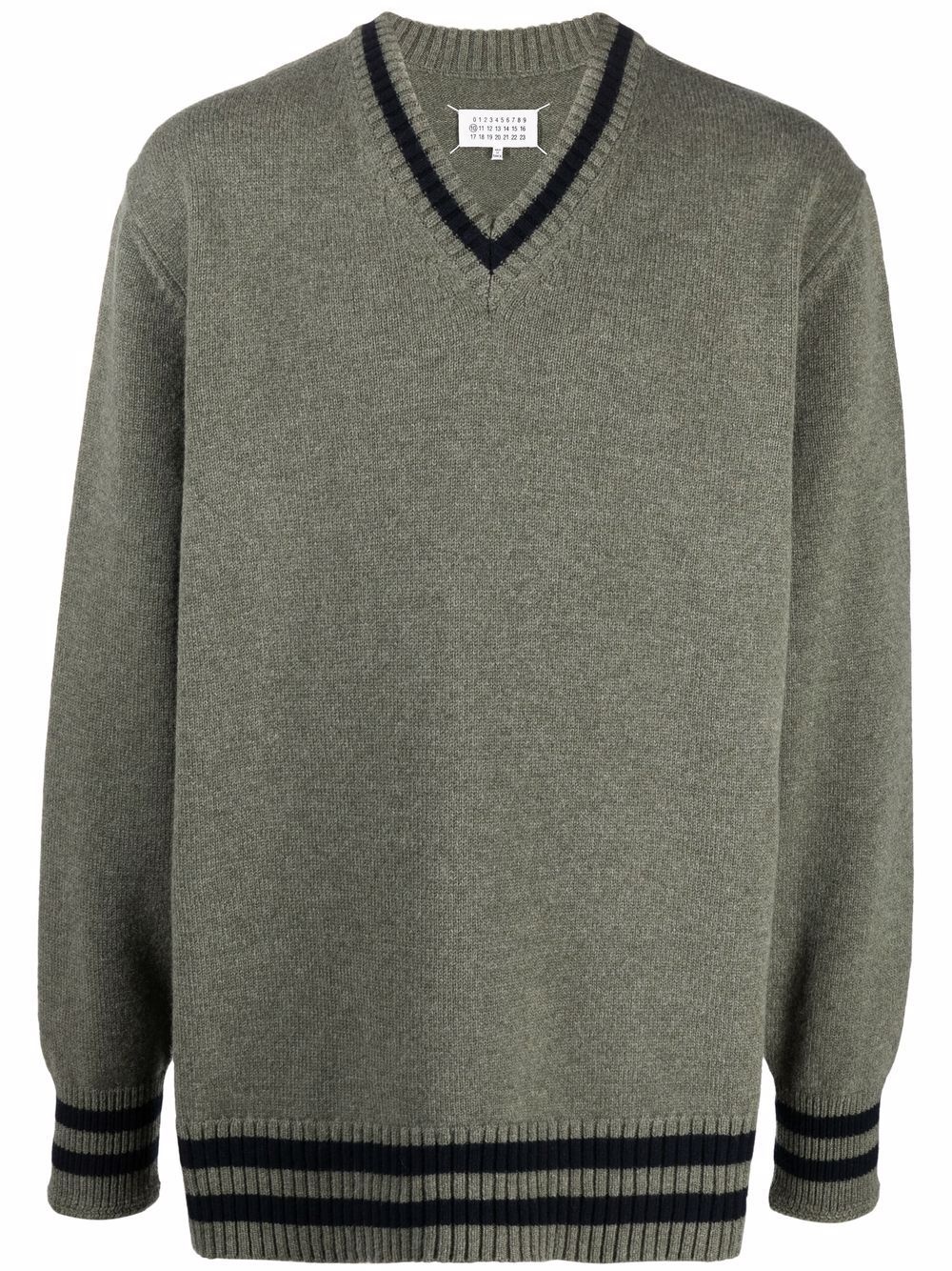 contrast-trim wool jumper - 1