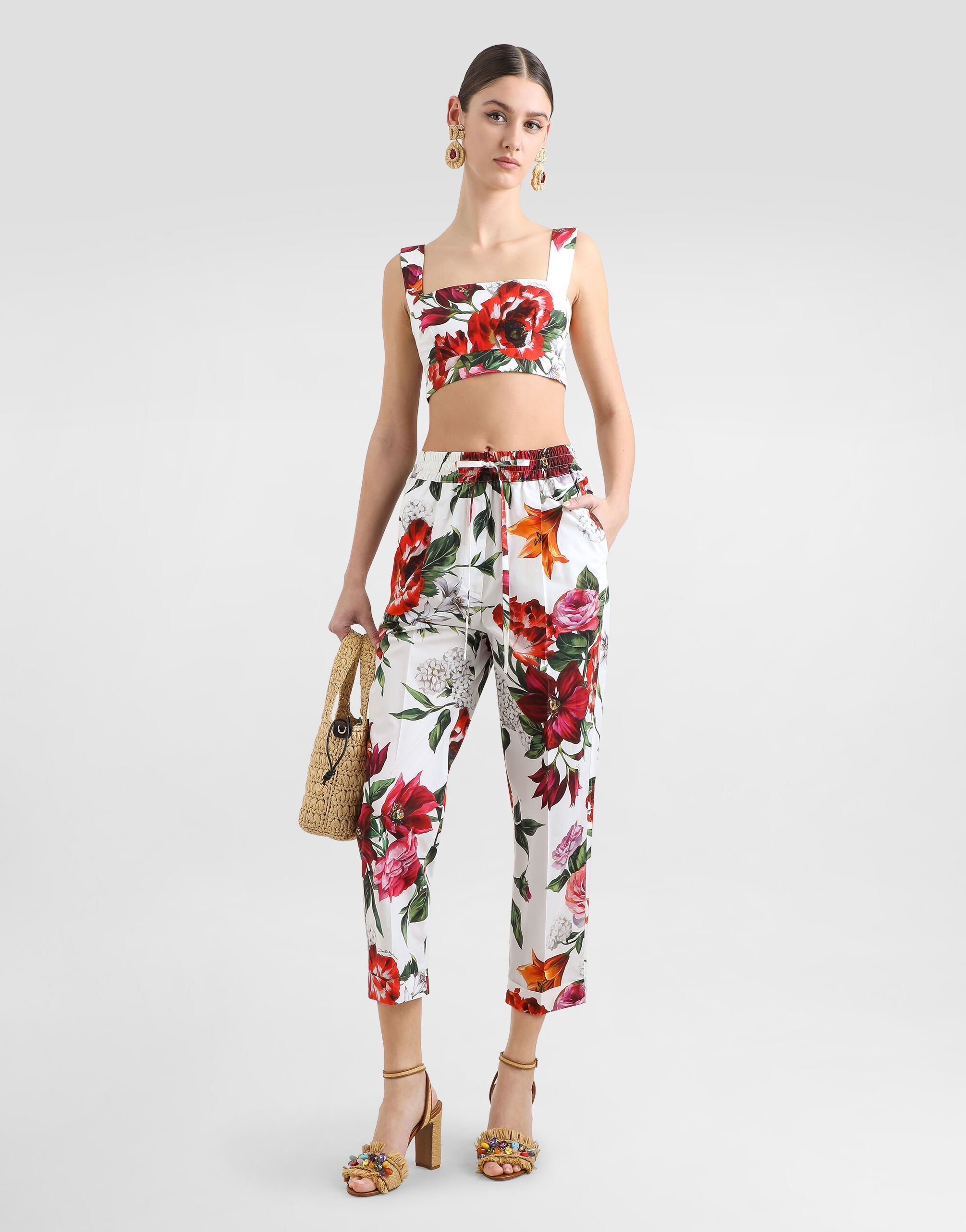 Flower-print poplin top - 2