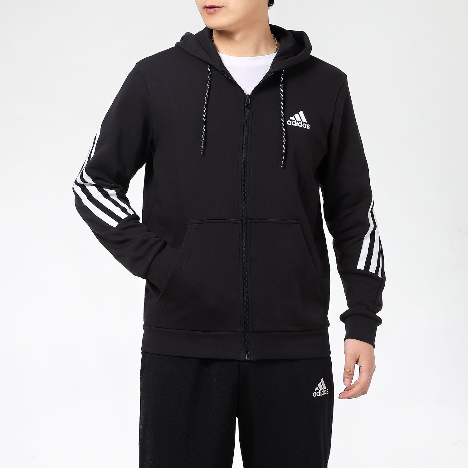 adidas M 3-Stripes Tape Full-Zip Sweatshirt Black GM6895 - 3