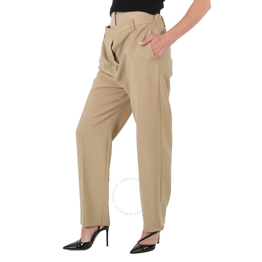 Burberry Runway Ladies Beige Trousers With Double Waist - 4