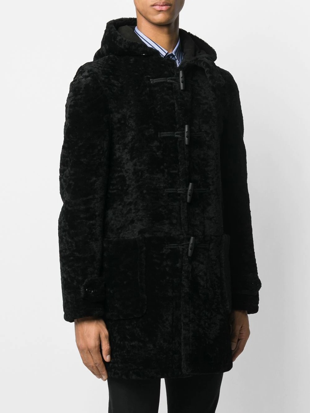 shearling duffle coat - 3