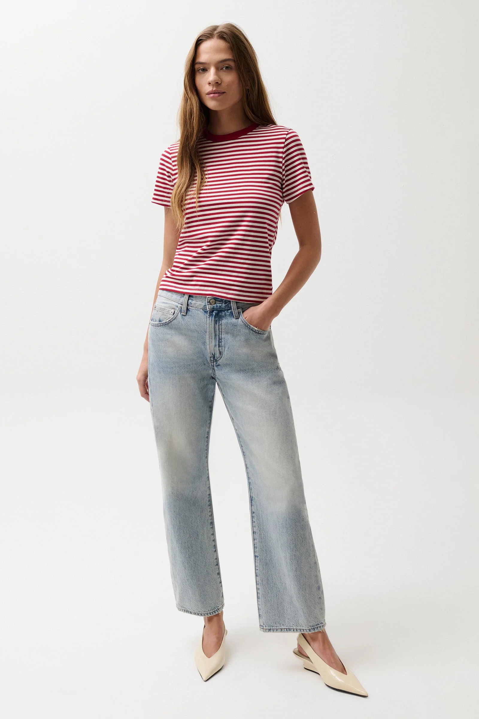 LEXI MID RISE BOWED STRAIGHT JEAN - BOWIE - 1