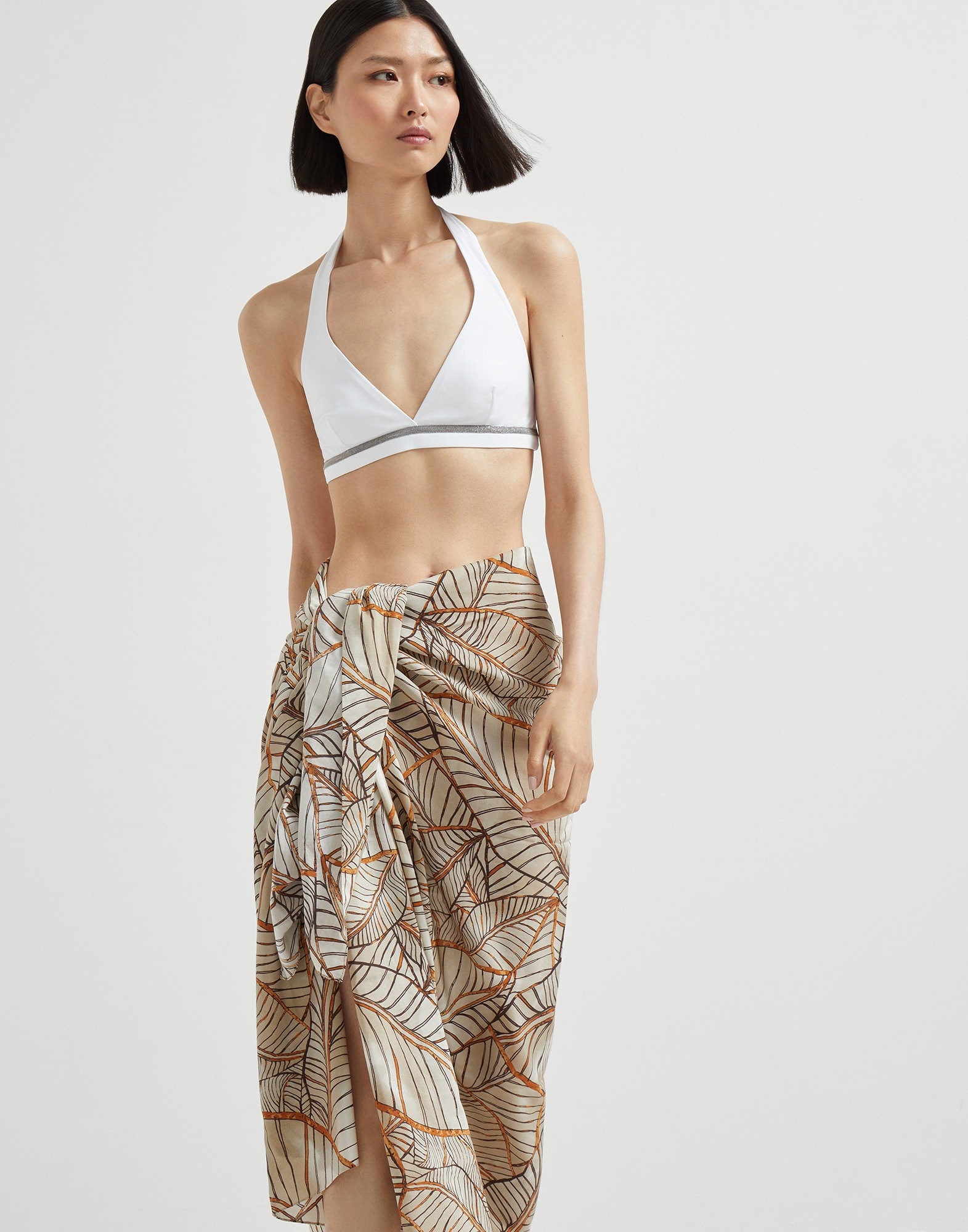 Cotton and silk papyrus print organza pareo - 4